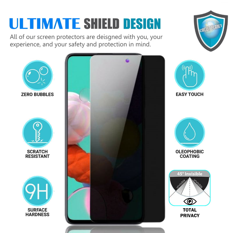 1 Pack - iTEC Privacy Tempered Glass for All Samsung Models