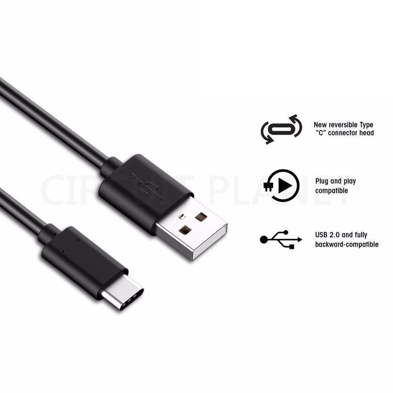 Type-C USB-C Sync and Charge Cable in Black (Price Per 5 Units)