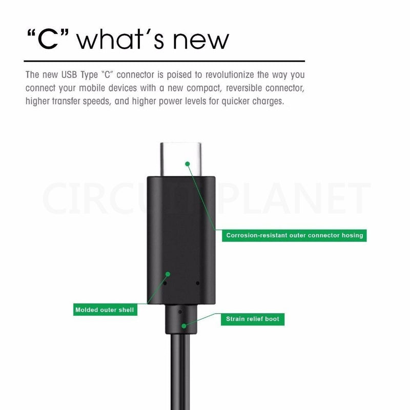 Type-C USB-C Sync and Charge Cable in Black (Price Per 5 Units)